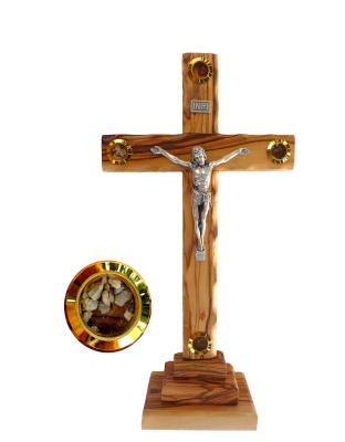 Olive wood Standing crucifix 19cm