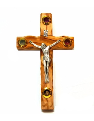 olive wood wall hanging crucifix 16cm 63  189