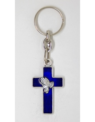 Praying hands with cross keychain