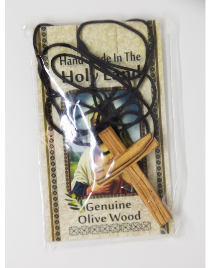 Olive wood cross necklace