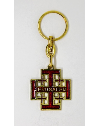 Enamel Jerusalem Cross keychain