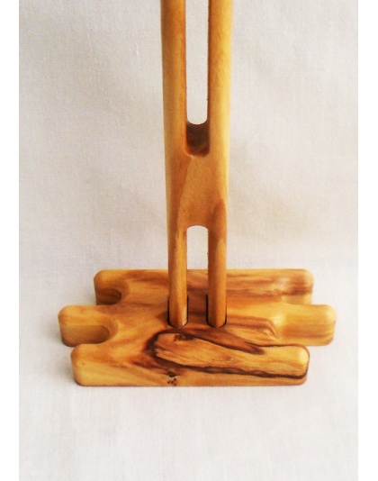 Wholesale contemporary St Benedict tabletop Cross, made of genuine olive wood in Bethlehem