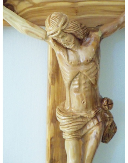  Wholesale large budded olive wood crucifix 55cm / 21.5in with wooden corpus