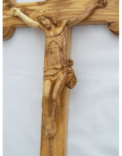  Wholesale large budded olive wood crucifix 55cm / 21.5in with wooden corpus