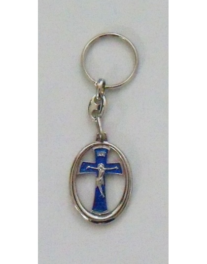 Cross keychain with enamel colors